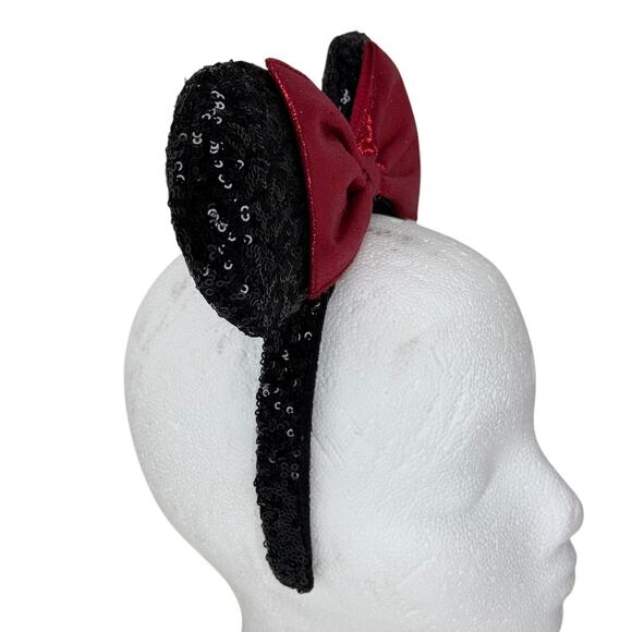 Disney Parks Minnie Mouse Classic Red Bow Black Ears Sequin Headband NWT - Picture 6 of 7